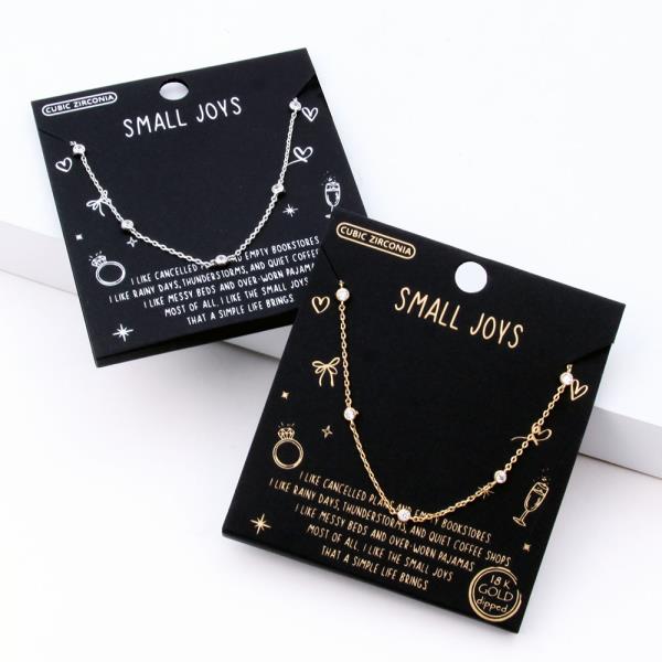 18K GOLD RHODIUM DIPPED SMALL JOYS CZ STONE NECKLACE