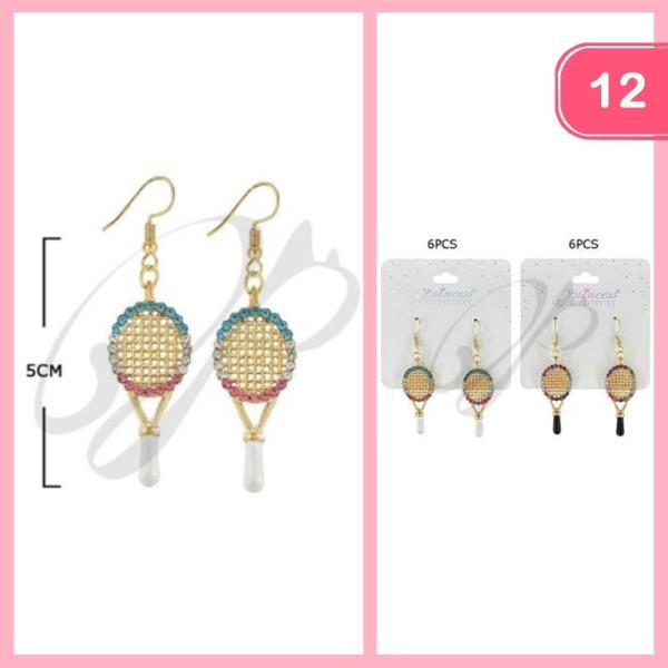TENNIS RACQUETS DROP EARRING (12 UNITS)