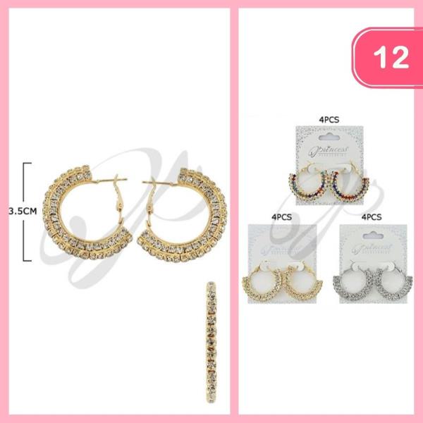RHINESTONE HOOP EARRING (12 UNITS)