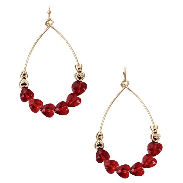 HEART CHARM TEARDROP DANGLE EARRING