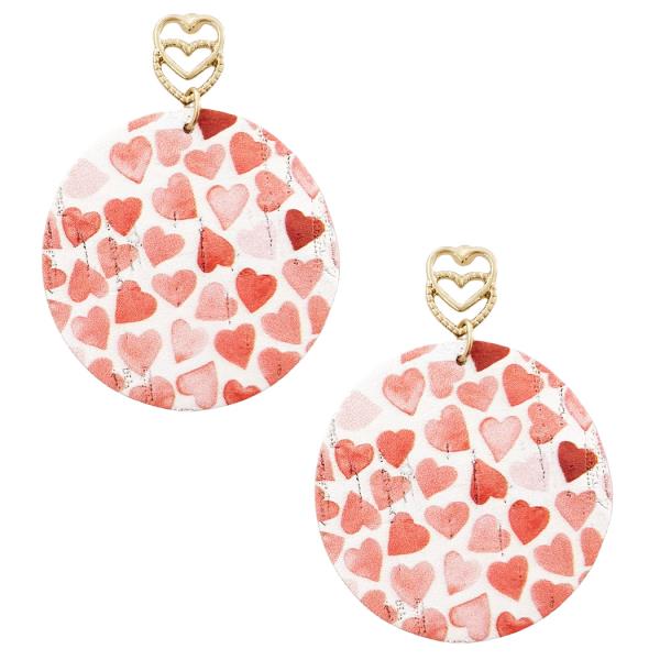 VALENTINE HEART PRINT ROUND EARRING
