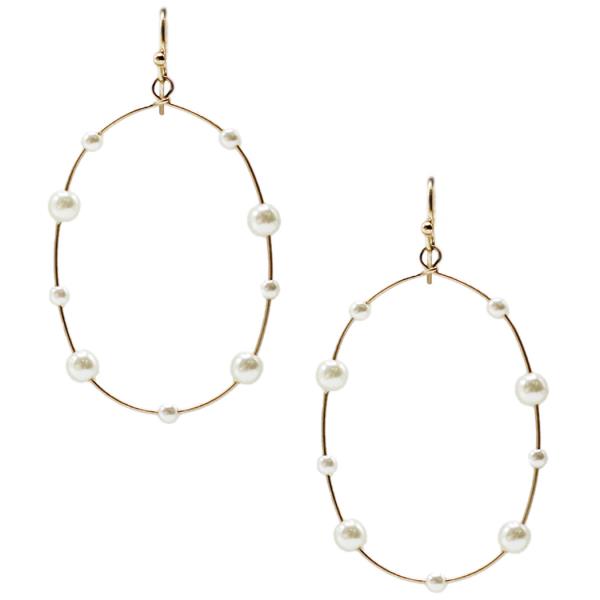 PEARL BEAD OVAL EARRING