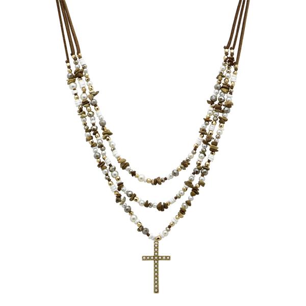 LAYERED NECKLACE WITH CROSS NECKLACE