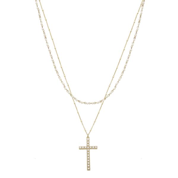 2 ROW CROSS NECKLACE