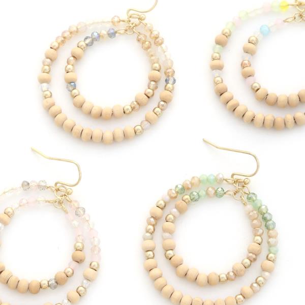 DOUBLE CIRCLE BEADED DANGLE EARRING