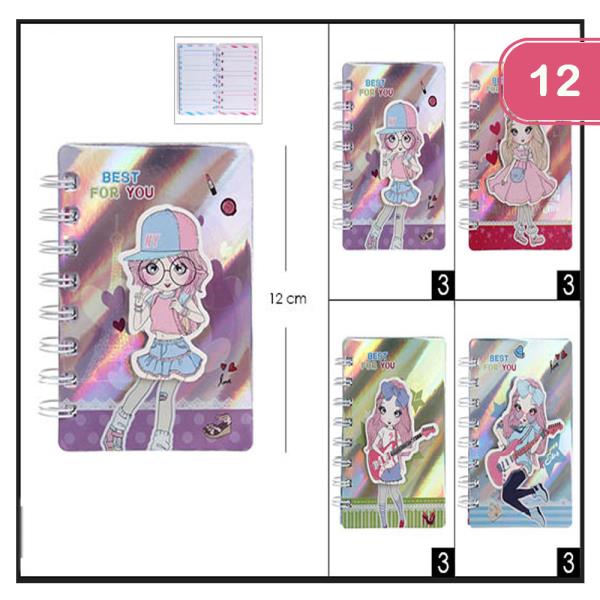 SHINY CUTE GIRL NOTEBOOK  (12 UNITS)