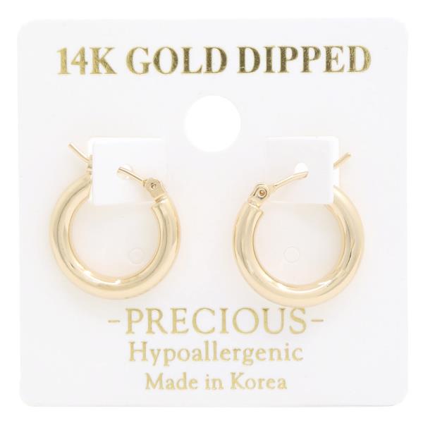 14K GOLD DIPPED PIPE HYPOALLERGENIC HOOP EARRING