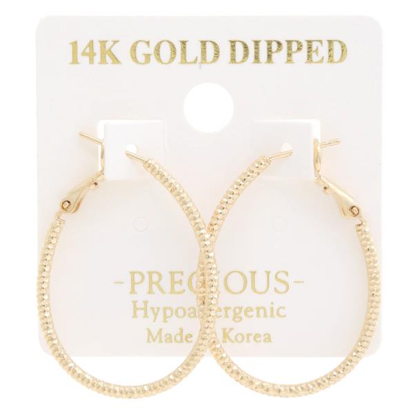 14K GOLD DIPPED OVAL HYPOALLERGENIC EARRING