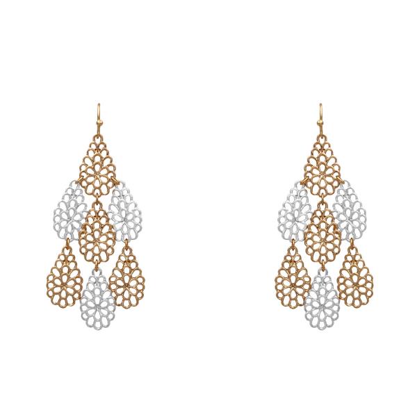 TWO TONE CUT OUT DANGLE EARRING