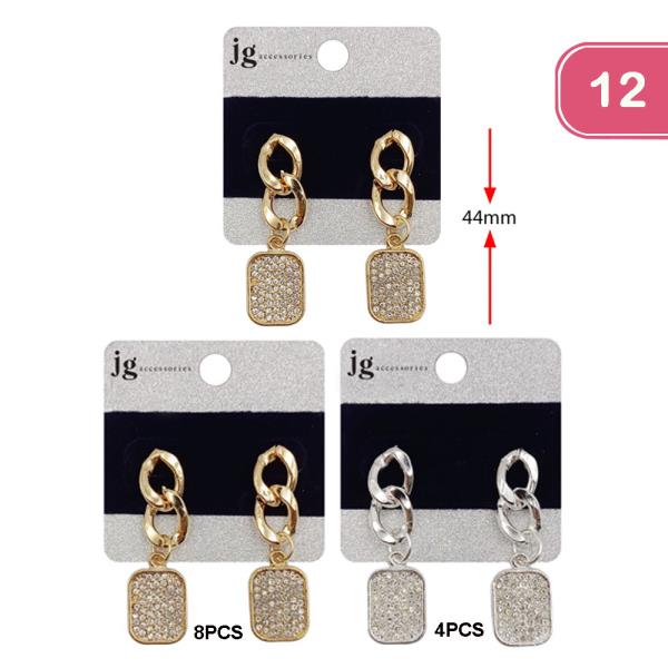 FASHION RHINESTONE DANGLE EARRING (12 UNITS)