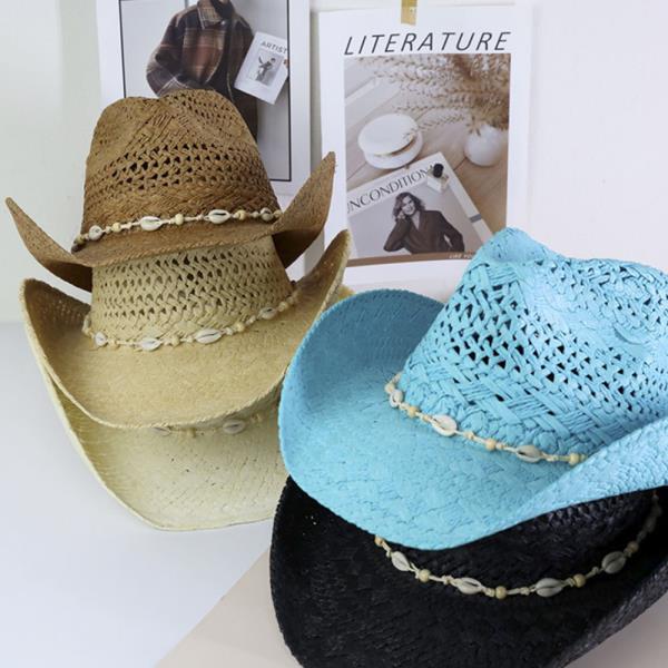 BEAD SHELLS BAND COWBOY COWGIRL HANDMADE HAT