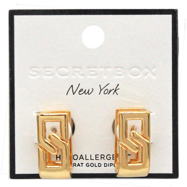 SECRET BOX 14K GOLD DIPPED LINK HUGGIE EARRING