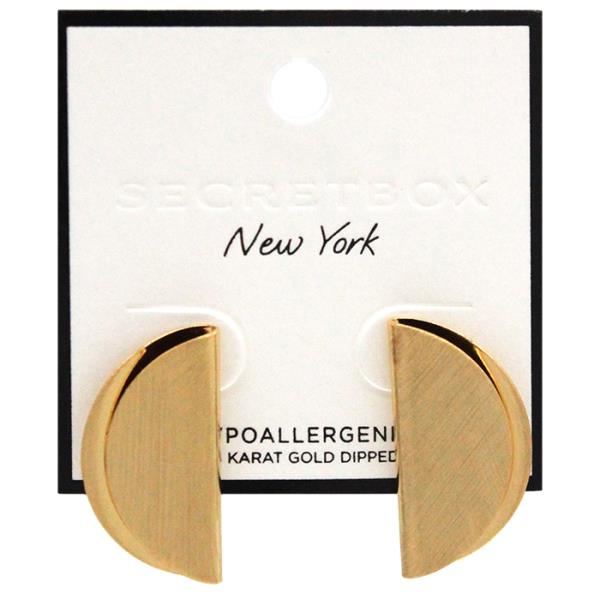 SECRET BOX 14K GOLD DIPPED HALF SATIN EARRING