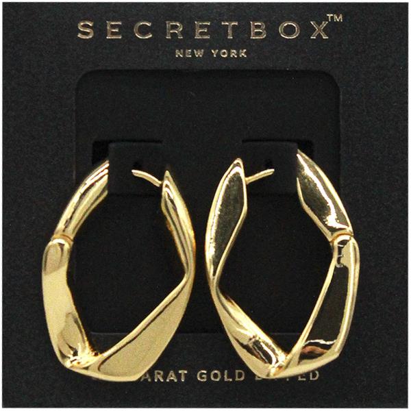 SECRET BOX 14K GOLD DIPPED  LINK HOOP EARRING