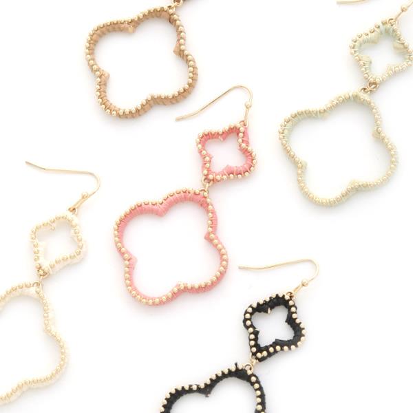 DOUBLE CLOVER SHAPE THREAD WRAPPED EARRING
