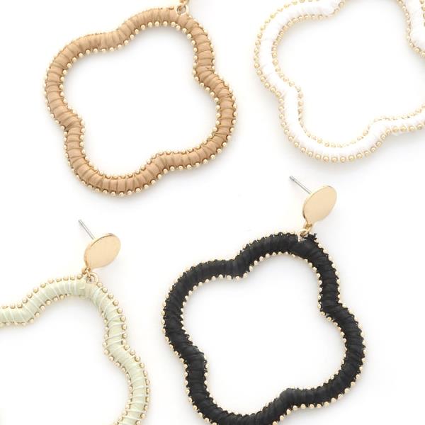 CLOVER SHAPE THREAD COIN DANGLE EARRING