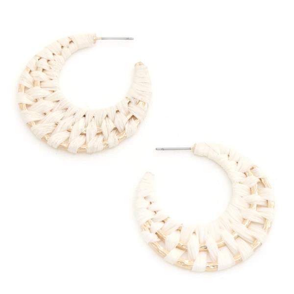 DOUBLE HOOP RAFFIA WRAPPED EARRING
