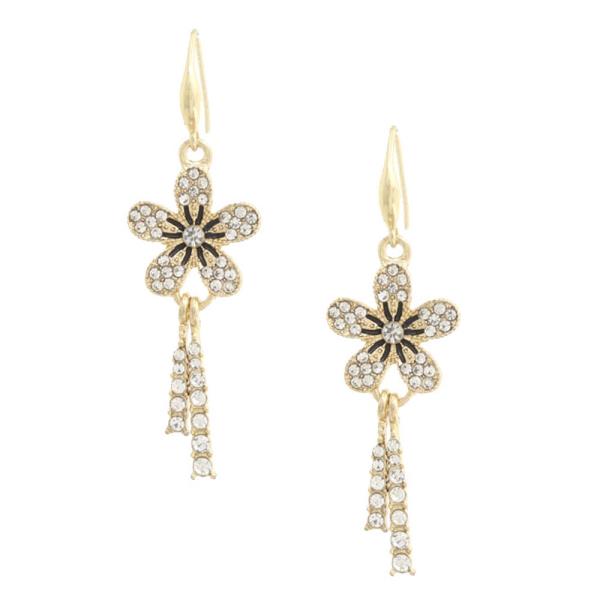 FLOWER RHINESTONE DANGLE EARRING