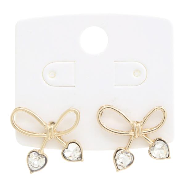 HEART BOW METAL EARRING