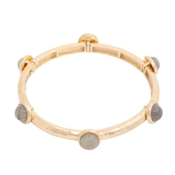 FASHION STONE STRETCH METAL BAR BRACELET