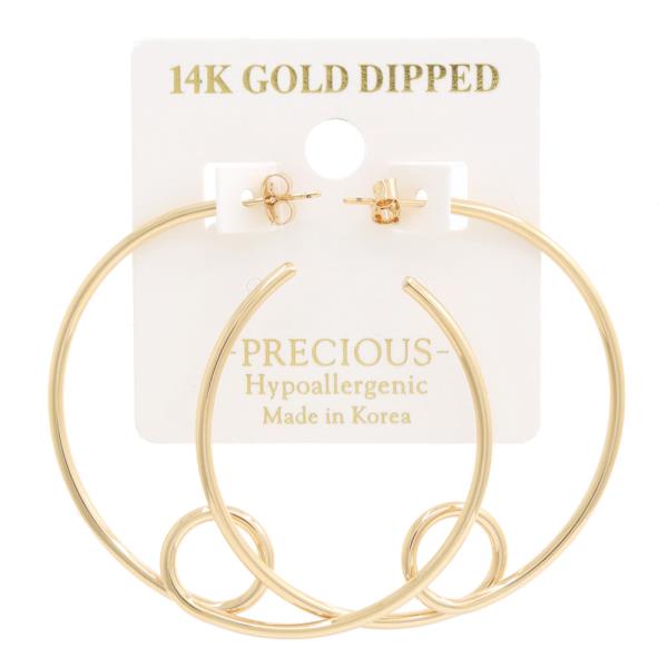 14K GOLD DIPPED HYPOALLERGENIC OPEN HOOP EARRING