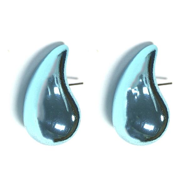 METALLIC COLOR COATED TEARDROP DOME EARRING