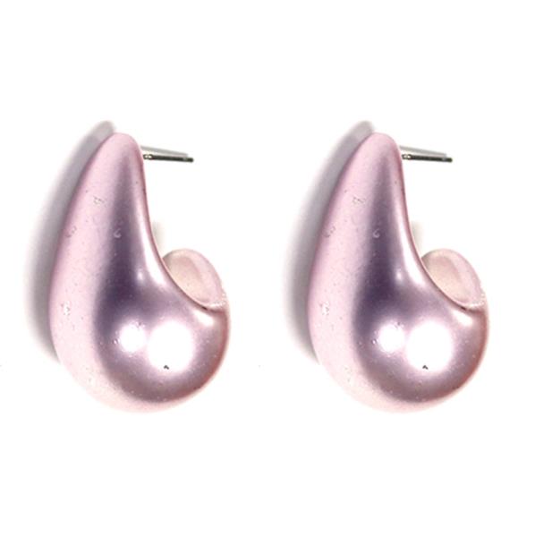 PEARLIZED COLOR COATED TEARDROP DOME EARRING