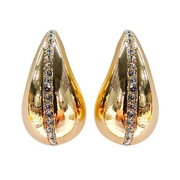 RHINESTONE METAL TEARDROP EARRING