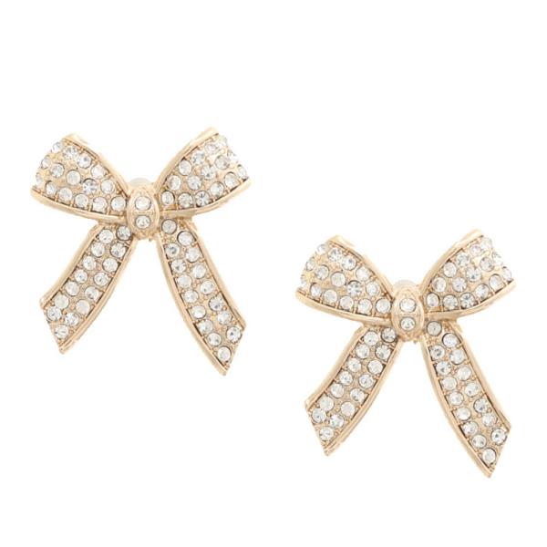 BOW RHINESTONE METAL EARRING