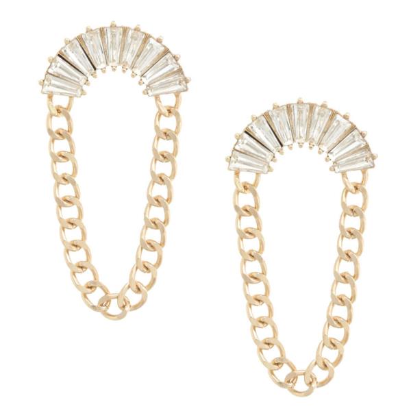 CRYSTAL CHAIN LINK DANGLE EARRING