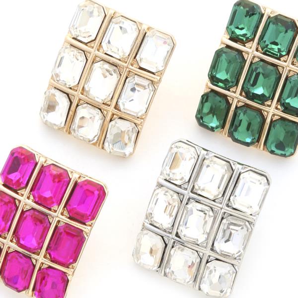 RHINESTONE SQUARE METAL EARRING
