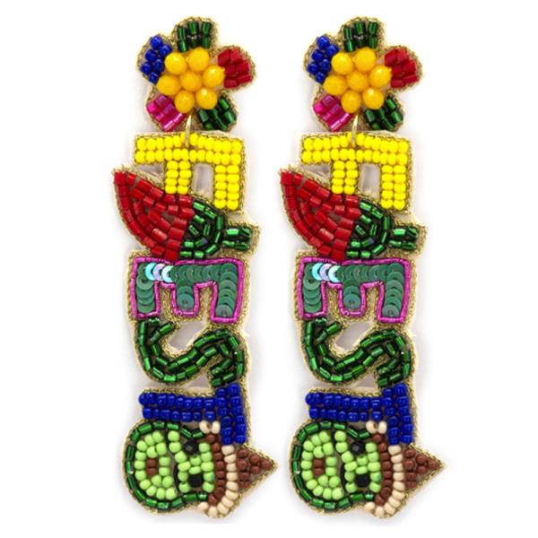 SEED BEAD CINCO DE MAYO FIESTA DANGLE EARRING