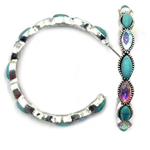 WESTERN TURQUOISE BEAD OPEN HOOP EARRING
