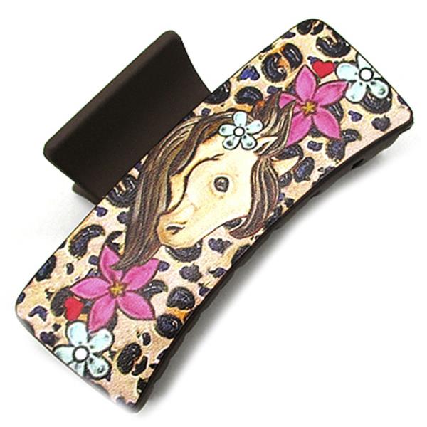 FAUX LEATHER WESTERN STYLE HORSE HAIR CLIPS