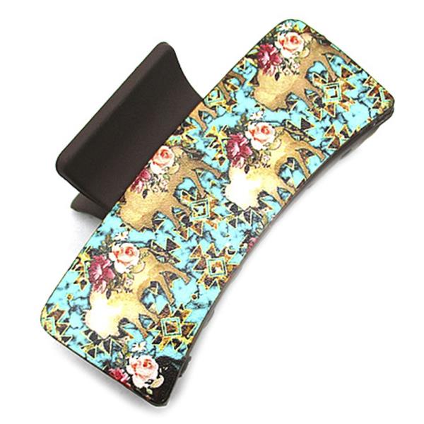 FAUX LEATHER FLOWER COW HAIR CLIPS