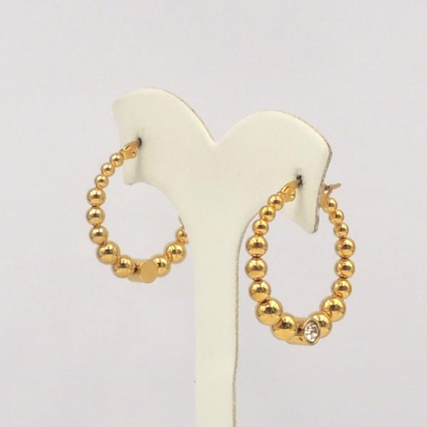 STAINLESS STEEL BALL TEXTURED ROUND SHAPE CZ HOOP EARRING