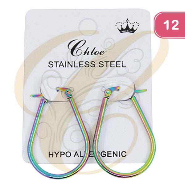 FASHION STAINLESS STEEL HOOP EARRING (12 UNITS)