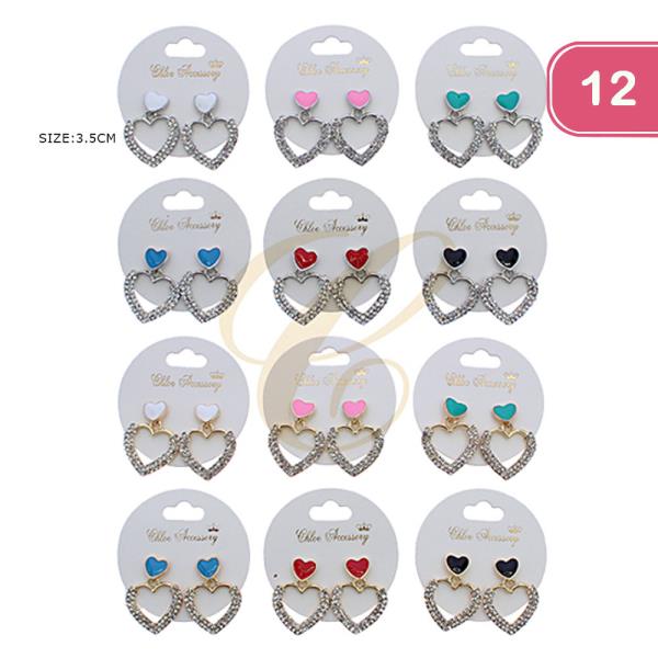 FASHION RHINESTONE DANGLE EARRING (12 UNITS)