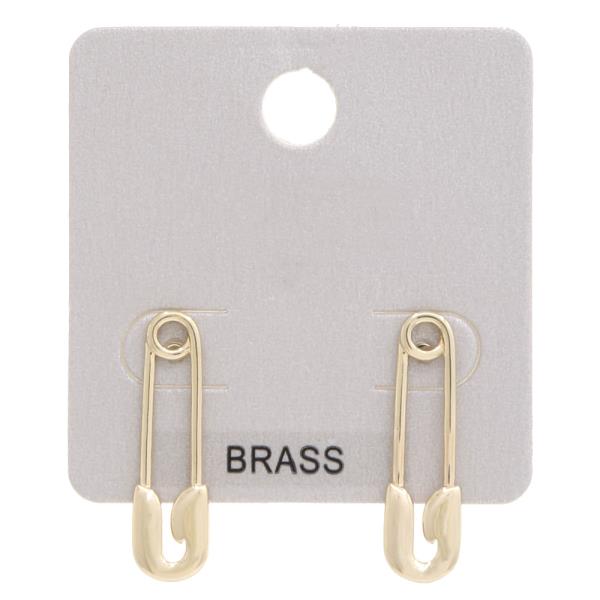 SAFETY PIN BRASS METAL EARRING