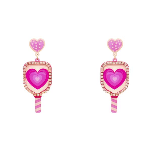 HEART PICKLEBALL DANGLE EARRING