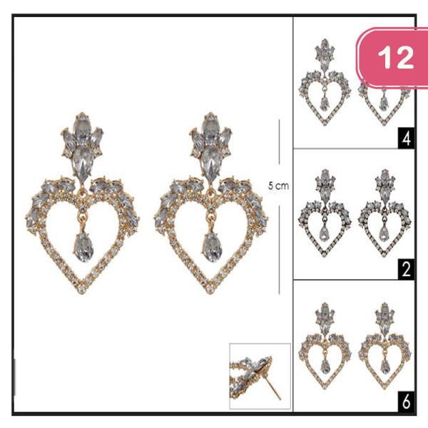 FASHION FANCY HEART SHAPE EARRINGS (12 UNITS)