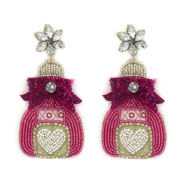 LOVE POTION SEED BEAD RHINESTONE EARRING