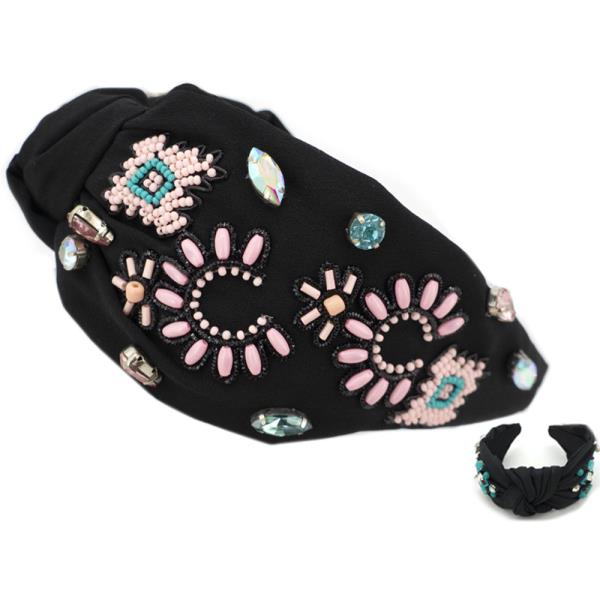 SEED BEAD SQUASH BLOSSOM GEOM HEADBAND