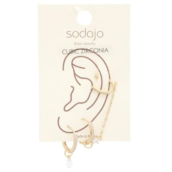 SODAJO CZ HOOP CHAIN EAR CUFF