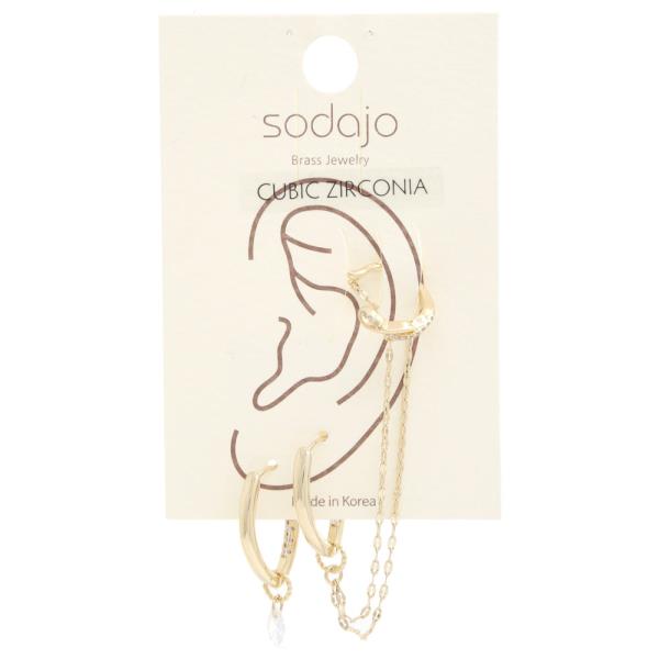 SODAJO CZ HOOP CHAIN EAR CUFF