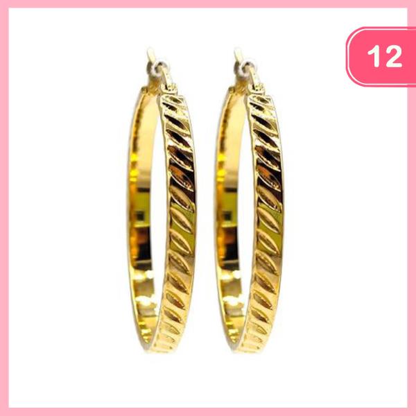 FASHION TEXTURED HOOP EARRING (12 UNITS)