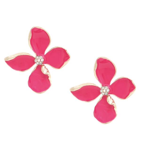 COLOR COATED METAL FLOWER EARRING