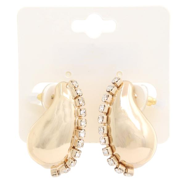TEARDROP DOME RHINESTONE EDGE EARRING