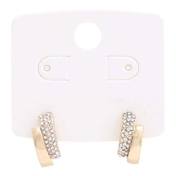 RHINESTONE METAL BAR EARRING