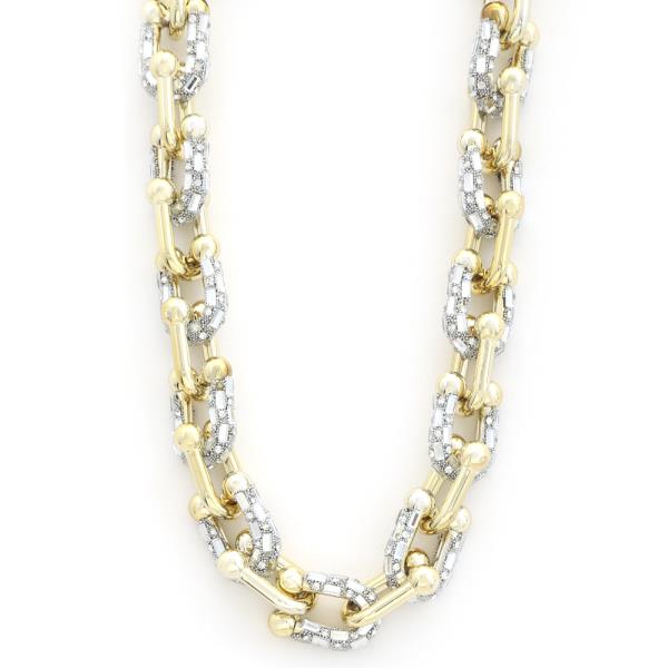 RHINESTONE U SHAPE LINK NECKLACE